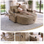 LLappuil 60" Loveseat Sofa with Storage Ottoman, 2 Seat Sofa Convertible Sofa Bed, Chenille Sofa Couch with Small Tabletop, USB & Type-c Charging Port, Cup Holders for Living Room Khaki