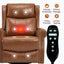 LLappuil Recliner Chair, 360° Swivel Massage Recliner Chair with Heat, Genuine Leather Nursery Glider Rocker Manual Recliner Chair with Side Pockets for Living Room, Bedroom Light Brown
