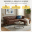 LLappuil Sectional Sofa, 85" Mid-Century Chesterfield Sofa with Storage Ottoman, Faux Leather 3 Seater Sofa for Living Room Black
