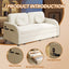 LLappuil Full Size Pull Out Sofa Bed, Compact Loveseat Sofa Covertible Sofa Bed with USB Port, Side Pocket , Chenille Sofa Couch for Living Room Beige