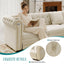 LLappuil 115" Sectional Sofa, Oversized Sectional Couch with Pull Out Sofa Bed King Size, Velvet Button Tufted Chesterfield Sofa Couch with Trim Rolled Arms for Living Room Beige