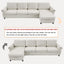LLappuil Sectional Sofa, 107" Sectional Couch with Pull Out Sofa Bed Queen Size, 4 Seat Velvet Sofa with Memory Foam Mattress for Living Room Beige