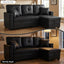 LLappuil Sectional Sofa, 71" Sectional Couch Convertible Sofa Bed, Pull Out Sofa Bed Full Size with Storage Chaise for Living Room, Foil Fabric Black