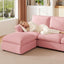 LLappuil Sectional Sofa, Cloud Sectional Couch with Movable Ottoman, 4 Seat Chenille Sofa Couch for Living Room Pink