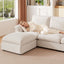 LLappuil Sectional Sofa, Cloud Sectional Couch with Movable Ottoman, 4 Seat Chenille Sofa Couch for Living Room Beige