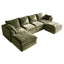 LLappuil 122" Sectional Sofa, U Shaped Sectional Couch with Double Ottoman, Linen Boneless Cloud Couch for Living Room