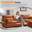 LLappuil Sectional Sofa, 4 Seat Corduroy Cloud Sofa Couch with Reversible Ottoman for Living Room Orange