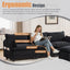 LLappuil Sectional Sofa, 4 Seat Corduroy Cloud Sofa Couch with Reversible Ottoman for Living Room Black
