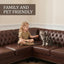 LLappuil Sectional Sofa, 103" x 103" Chesterfield Sofa with Nailhead, 7 Seat Faux Leather Tufted Couch for Living Room Brown