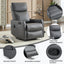 LLappuil Recliner Chair, 360° Swivel Massage Recliner Chair with Heat, Nursery Glider Rocker Recliner Chair for Living Room, Bedroom, Faux Leather Gray