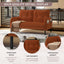 LLappuil Loveseat Sofa, 47" Small Couch, Love Seat Corduroy Sofa Couch for Compact Space Orange