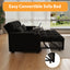 LLappuil 65" Pull Out Sofa Bed, Corduroy Sofa Couch Covertible Sofa Bed, Loveseat Sofa for Living Room Black