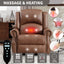 LLappuil Recliner Chair, 360° Swivel Massage Recliner Chair with Heat, Nursery Glider Rocker Manual Recliner Chair with Side Pockets for Living Room, Bedroom Light Brown