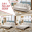 LLappuil Pull Out Sofa Bed Queen Size, 68" Loveseat Sofa with Bluetooth Speakers, USB Ports, Side Pockets, Corduroy Sofa Couch Convertible Sofa Bed for Living Room Beige