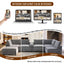LLappuil 121" Sectional Sofa, Modular Sectional Couch Convertible Sofa Bed, Chenille Cloud Sofa Couch with Hidden Storage & USB Ports & Cup Holders & Bluetooth Speaker for Living Room Gray