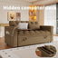 LLappuil Pull Out Sofa Bed Full Size, 65" Loveseat Sofa Convertible Sofa Bed, Chenille Sofa Couch with Small Toptable, Charging Port, Hidden Storage Armrest for Living Room Khaki
