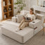 LLappuil Chaise Lounge Chair Indoor, Corduroy Boneless Sofa Bed with Cup Holder, Deep Seat Sleeper Couch Reading Chairs, Cloud Sofas Couches for Living Room, No Assembly Required Beige