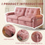 LLappuil 77" Pull Out Sofa Bed Queen Size, Loveseat Sofa Convertible Sleeper Sofa Bed, Flannelette Fabric Sofa Couch for Living Room Pink
