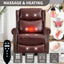 LLappuil Recliner Chair, 360° Swivel Massage Recliner Chair with Heat, Genuine Leather Nursery Glider Rocker Manual Recliner Chair with Side Pockets for Living Room, Bedroom Red