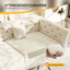 LLappuil 74" Queen Size Pull Out Sofa Bed, Lovseat Sleeper Sofa Couch Convertible Sofa Bed, Velvet Sofa for Living Room Beige
