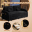 LLappuil Full Size Pull Out Sofa Bed, Compact Loveseat Sofa Covertible Sofa Bed with USB Port, Side Pocket , Chenille Sofa Couch for Living Room Black