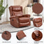 LLappuil Recliner Chair, 360° Swivel Massage Recliner Chair with Heat, Genuine Leather Nursery Glider Rocker Manual Recliner Chair with Side Pockets for Living Room, Bedroom Dark Brown