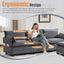 LLappuil Sectional Sofa, 4 Seat Corduroy Cloud Sofa Couch with Reversible Ottoman for Living Room Gray