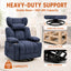 LLappuil Chenille Recliner Chair, 360° Swivel Reclining Chair with Detachable Adjustable Neck Pillow, Manual Nursery Glider Rocker Recliner Chair for Living Room Blue