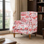 LLappuil Accent Chair, Mid-century Wingback Single Sofa Chair with Nailhead Trim Armrest, Flower Printed Polyester Fabric Reading Chair for Living Room