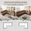 LLappuil Sectional Sofa, 115" Sectional Couch with Pull Out Sofa Bed King Size, 6 Seat Teddy Sofa Convertible Sofa Bed for Living Room Brown