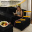 LLappuil 110" Sectional Sofa, Modular Sectional Couch Convertible Sofa Bed, 7 Seat Corduroy Sofa Couch with Movable Ottoman, Hidden Armrest Storage & USB Charging Ports Black