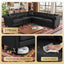 LLappuil Sectional Sofa, 100" x 100" Chesterfield Sofa with Rolled Arms and Nailhead, 5 Seat Faux Leather Tufted Couch for Living Room Black