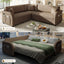 LLappuil Sectional Sofa, 85" Sectional Couch with Pull Out Sofa Bed King Size, 5 Seat Teddy Sofa Convertible Sofa Bed for Living Room Brown