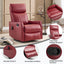 LLappuil Recliner Chair, 360° Swivel Massage Recliner Chair with Heat, Nursery Glider Rocker Recliner Chair for Living Room, Bedroom, Faux Leather Red
