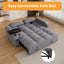 LLappuil 65" Pull Out Sofa Bed, Corduroy Sofa Couch Covertible Sofa Bed, Loveseat Sofa for Living Room Gray