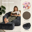 LLappuil Bean Bag Chair with Ottoman, Lazy Sofa Chair for Adults, Memory Foam Bean Bag Chairs with Filler Included for Living Room Bedroom Gray
