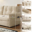 LLappuil 70" Convertible Sofa Bed, Pull Out Sofa Bed Full Size, Corduroy Loveseat Sofa with Ottoman, USB & Type-c Charging Port for Living Room Beige