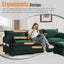 LLappuil Sectional Sofa, 4 Seat Corduroy Cloud Sofa Couch with Reversible Ottoman for Living Room Green
