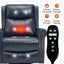 LLappuil Recliner Chair, 360° Swivel Massage Recliner Chair with Heat, Genuine Leather Nursery Glider Rocker Manual Recliner Chair with Side Pockets for Living Room, Bedroom Blue