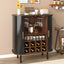 LLappuil 28" Wine Bar Cabinet, Coffee Bar Cabinet with 8-Grid Wine Rack, 5-Level Adjustable Shelves, 2 Glass Holders, 4 Hidden Storage Space