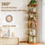 LLappuil 5 Tier Rotating Bookshelf, 360° Display Swivel Bookcase, Corner Bookshelf for for Bedroom, Living Room Gold