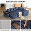 LLappuil Modular Sectional Sofa, 138" Oversized Sectional Couch Wiht USB & Wireless Charge, 6 Seat Corduroy Sofa Couch with Coffee Table Board for Living Room Blue