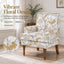 LLappuil Accent Chair, Mid-century Floral Armchair with Nailhead Trim, Solid Wood Legs, Living Room Single Sofa Chair Reading Chair