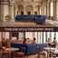 LLappuil Sectional Sofa, 103" x 103" Chesterfield Sofa with Nailhead, 7 Seat Faux Leather Tufted Couch for Living Room Blue