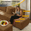 LLappuil 110" Sectional Sofa, Modular Sectional Couch Convertible Sofa Bed, 7 Seat Corduroy Sofa Couch with Movable Ottoman, Hidden Armrest Storage & USB Charging Ports Camel