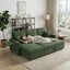 LLappuil 84" Sectional Sofa, Sectional Couch with Pull Out Sofa Bed Convertible Sofa Bed, Corduroy Sofa Couch with Storage Chaise, Small Desktop, Cup Holders, Charging Port for Living Room Green