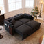 LLappuil Loveseat Sofa, Pull Out Sofa Bed Queen Size, Corduroy Sofa Couch with 360° Swivel Tabletop, USB Charging Port, Cup Holder for Living Room Black