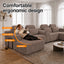 LLappuil 145" Sectional Sofa, Oversized Modular Sectional Sofa with Cup Holder, Hidden Storage, 4 Seat Corduroy Sofa Couch with Chaise for Living Room Brown