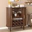LLappuil 28" Wine Bar Cabinet, Coffee Bar Cabinet with 8-Grid Wine Rack, 5-Level Adjustable Shelves, 2 Glass Holders, 4 Hidden Storage Space