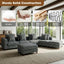 LLappuil 147" Modular Sectional Sofa, Sectional Couch with 2 Movable Coffee Table Ottoman, Oversized 6 Seat Chenille Sofa Couch for Living Room Dark Gray